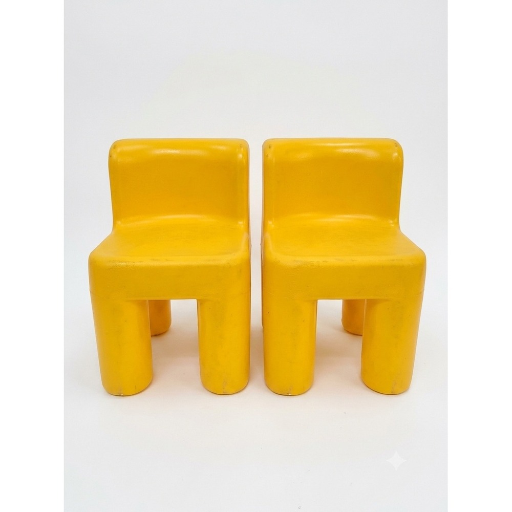 Vtg 16" Little Tikes Yellow Plastic Chairs Set of 2 Chunky
For Activity Tbl